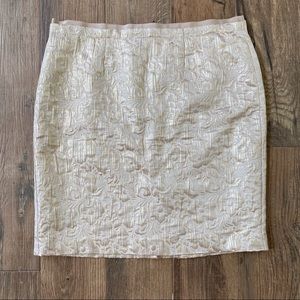 LOFT Champagne Embroidered Pencil Skirt